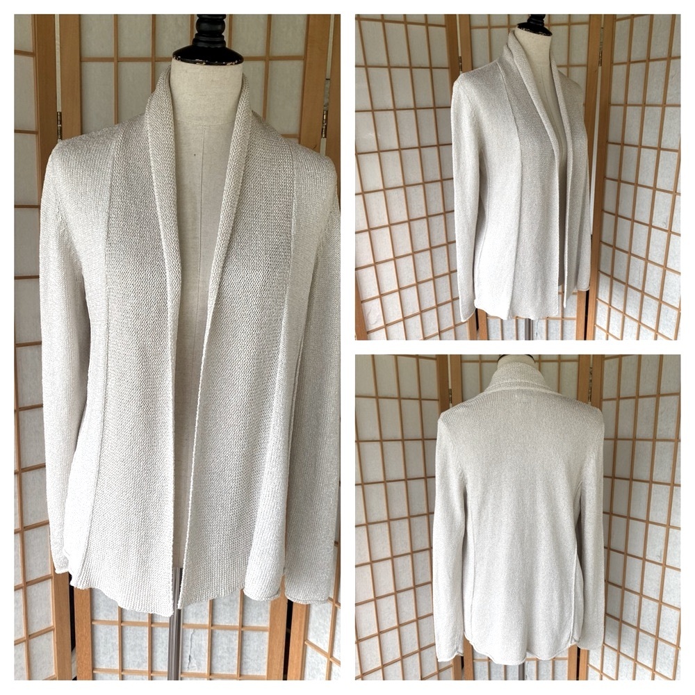 Eileen Fisher Silk Blend Open Knit Cardigan SZ M